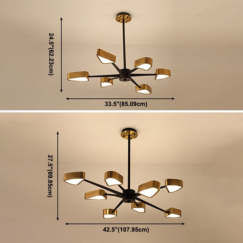 Postmodern Metal Wire Dessin Chandelier Lighttures Restaurage Black-Gold Hanging Chandelier