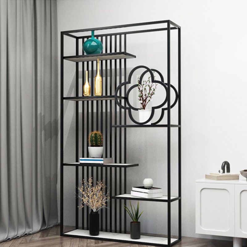 12" D Black / Gold Bookshelf Modern Iron Frame Open Storage Bookcase with Multi Shelves