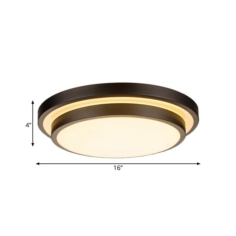 Vintage Dual-Layered Ceiling Flush LED Iron Flush Mount Light Fixture in Black for Living Room, 11"/16"/19.5" W