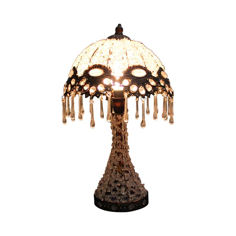Handgeweven geschulpte nachtkastje lamp Boheemse acryl 1-licht koperen nachtstandlicht licht met druppel franje