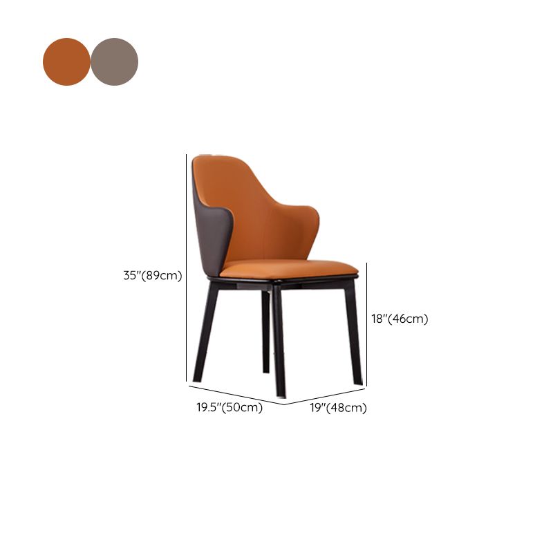 Faux Leather Dining Chairs Wingback Side Chair with Metal Base