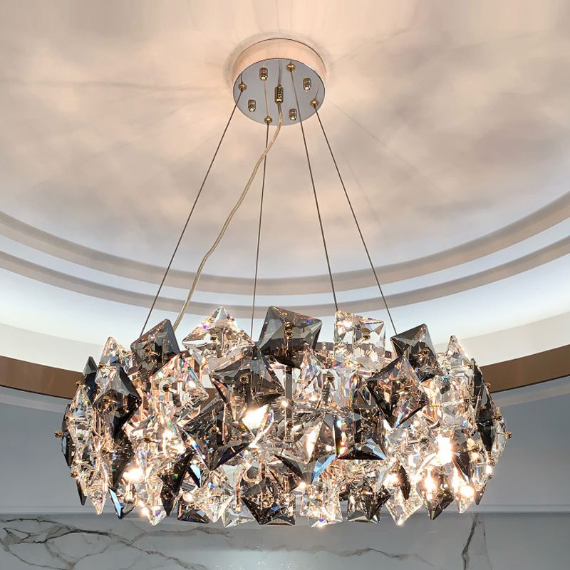Luci a sospensione geometrica Modern Crystal Crystal Crystal Apparecchiatura di illuminazione in grigio