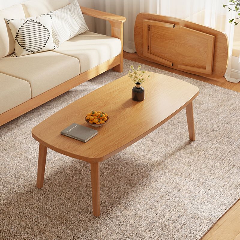 Simple Solid Wood Rectangular Coffee Table 4 Legs Folding Cocktail Table
