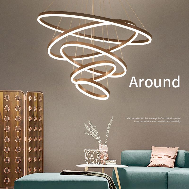 Luz colgante de lámparas LED doradas de estilo nórdico para sala de estar de sala de estar