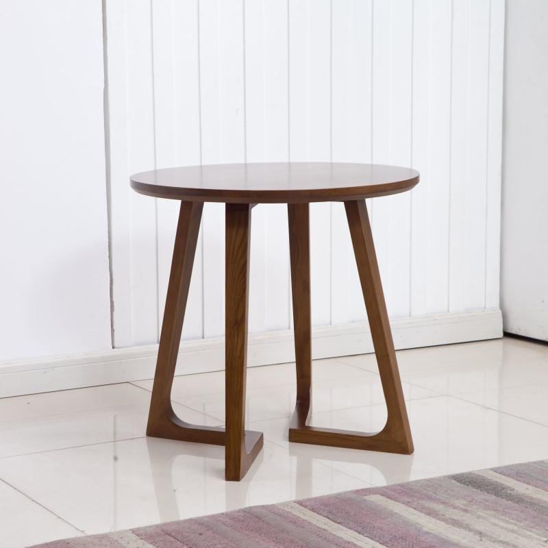 Round Wood Color Dining Table Ash Solid Wood Table Modern with Double Pedestal