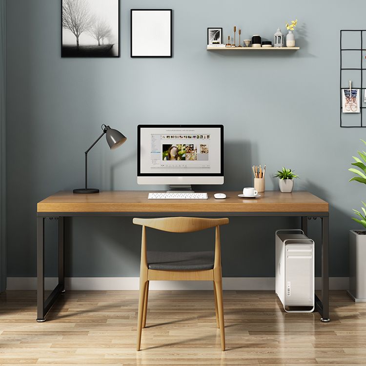 Metal Industrial Rectangle Dining Table Pine Wood Top Table with Trestle Base