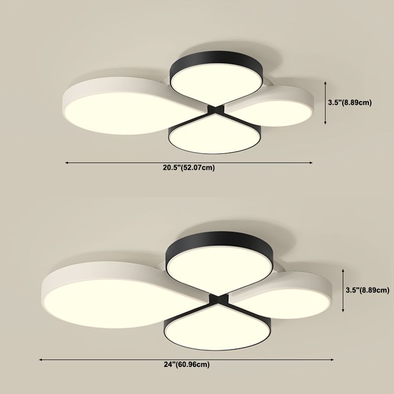 Plafonnier LED en acrylique à 4 lumières de style moderne et concis, plafonnier géométrique en fer laqué