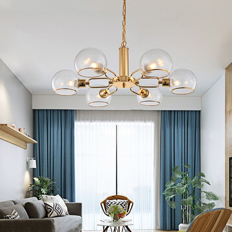 Glass Sphere Hanging Chandelier Minimalist Style Chandelier Pendant Light for Bedroom
