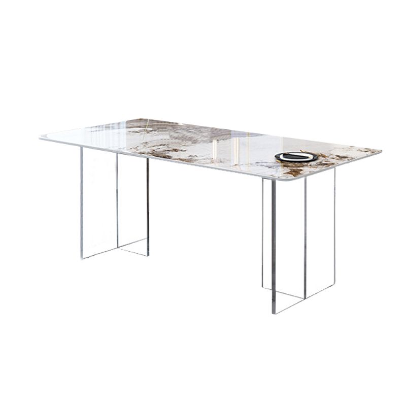 Mid-Century Dinette Table Rectangle Stone Dining Room Table for Home