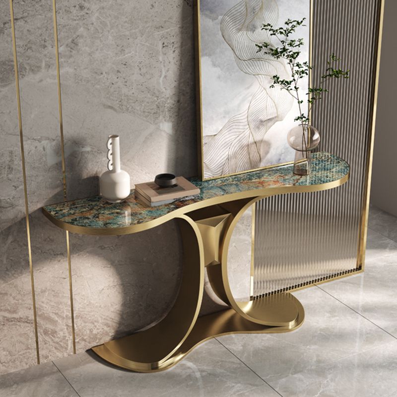 Glam Free Form Console Table with Stainless Steel Bracket for Hall