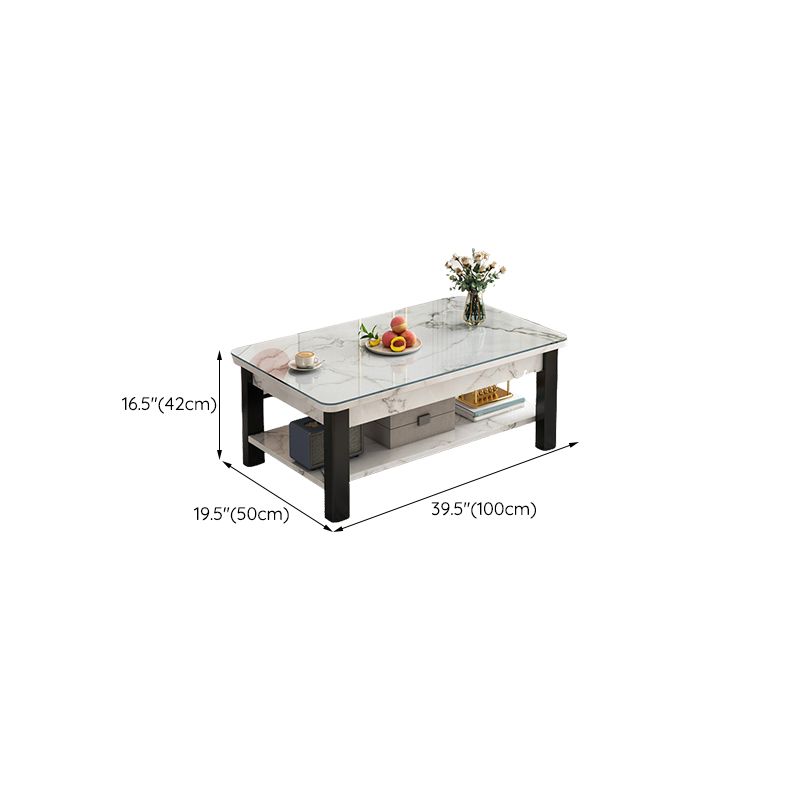 16"H Contemporary Coffee Table Stone Rectangle Coffee Cocktail Table