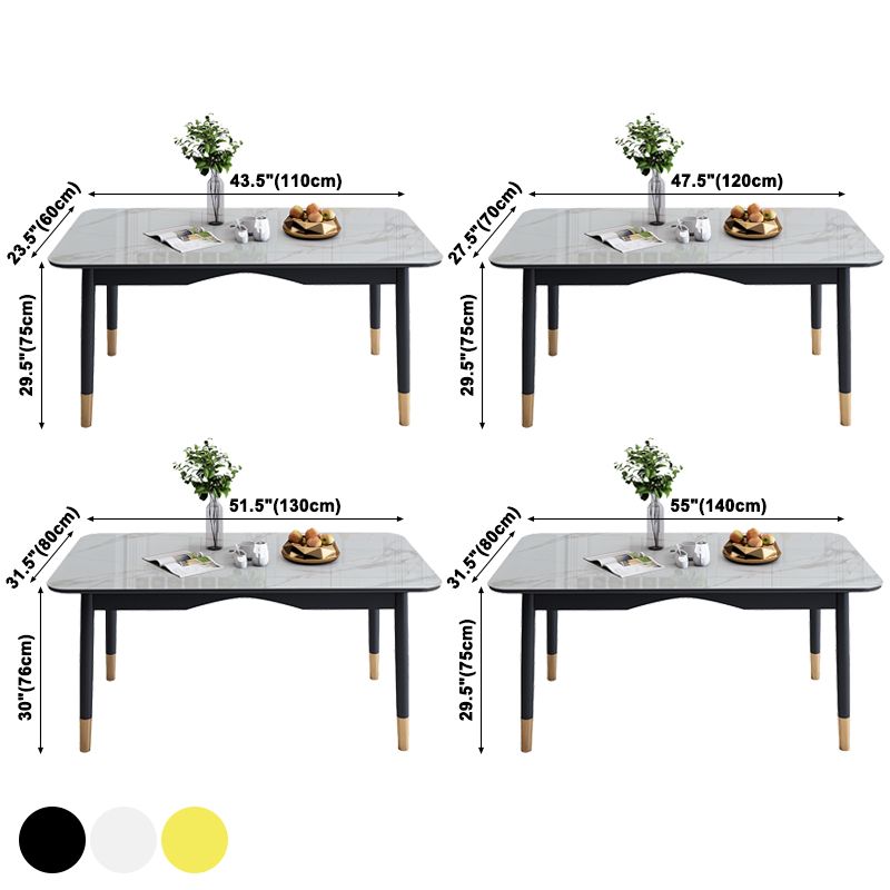 Modern Sintered Stone Standard Dining Table Rectangle Kitchen Dining Table with 4 Legs Base