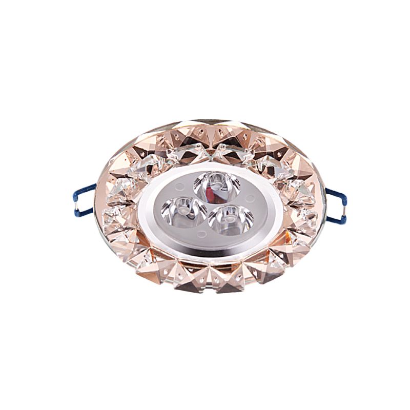 Beveled Crystal Rose Gold Ceiling Lamp Circular Thin Modernist LED Flush Mount Fixture
