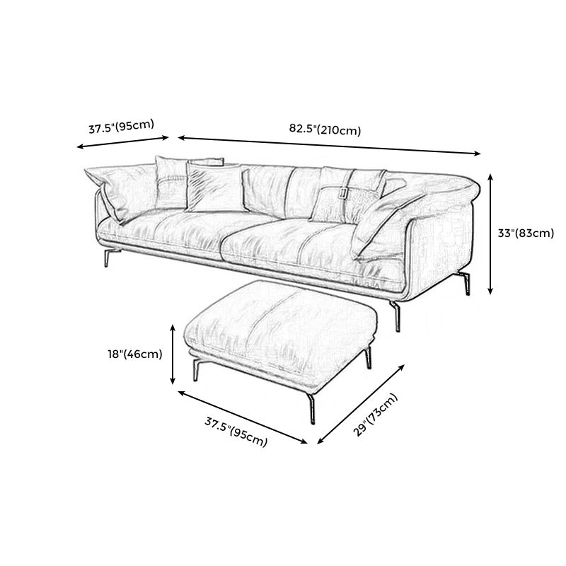 Tan Faux Leather Straight Arm Sofa/Sectional with Wear-Resisting and Stain-Resistant