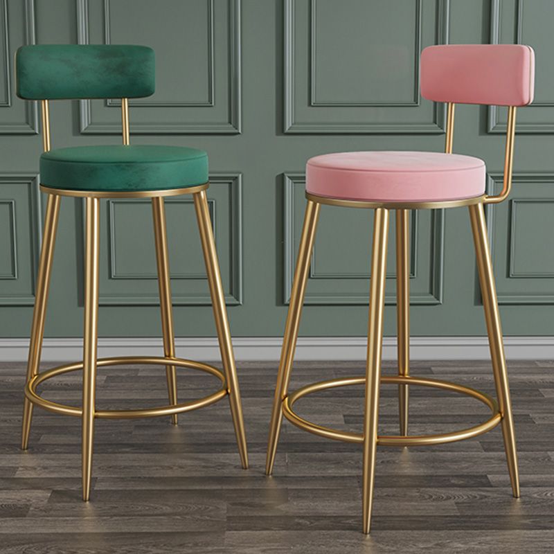 Glam Metal Upholstered Bar Stool Bristol Barstool with Iron Legs and Low Cushion Back