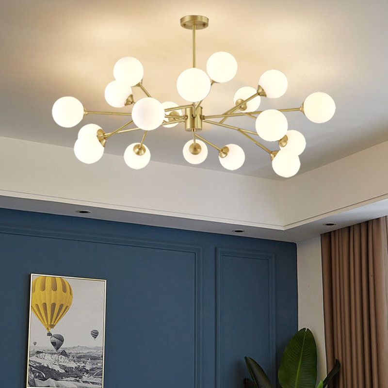 Glass Gold Chandelier in Modern Artistic Style Copper Globe Pendant Light for Interior Spaces