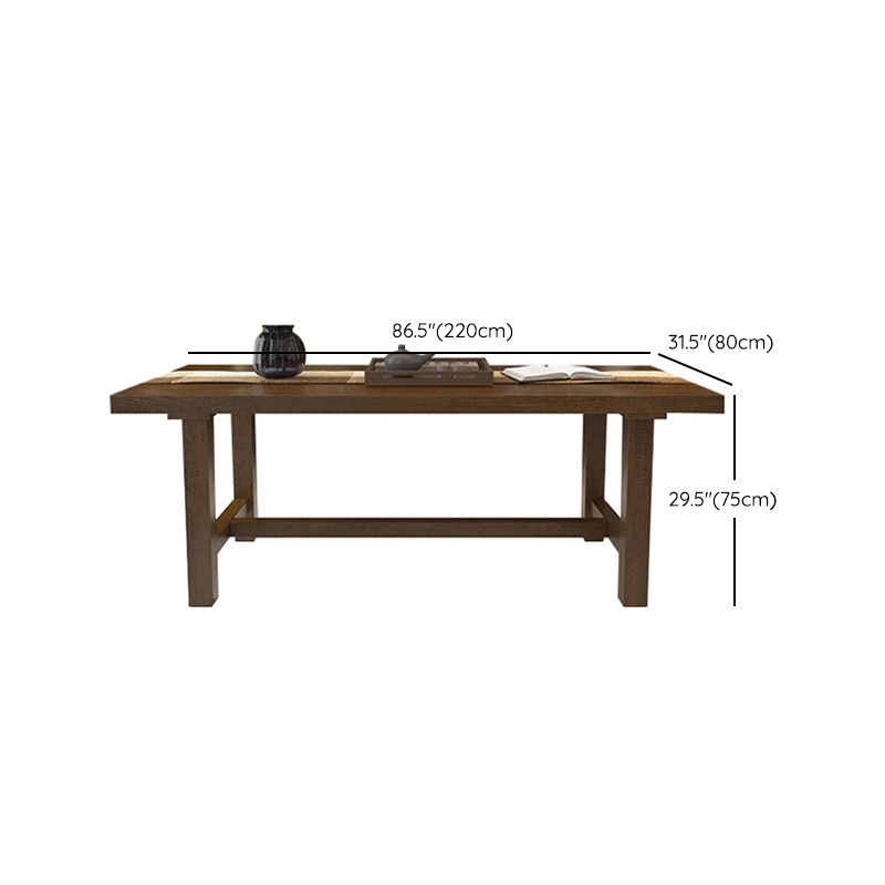 Industrial Dinette Table Rectangle Solid Wood Dinner Table in Brown