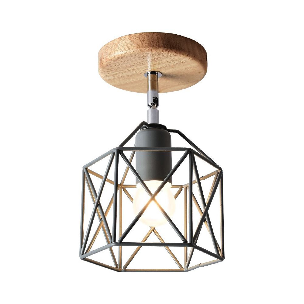 Lámpara de techo hexagonal gris/blanco/rosa/amarillo/azul/verde, lámpara de techo modernista de Metal de 1 cabezal, montaje semiempotrado para dormitorio