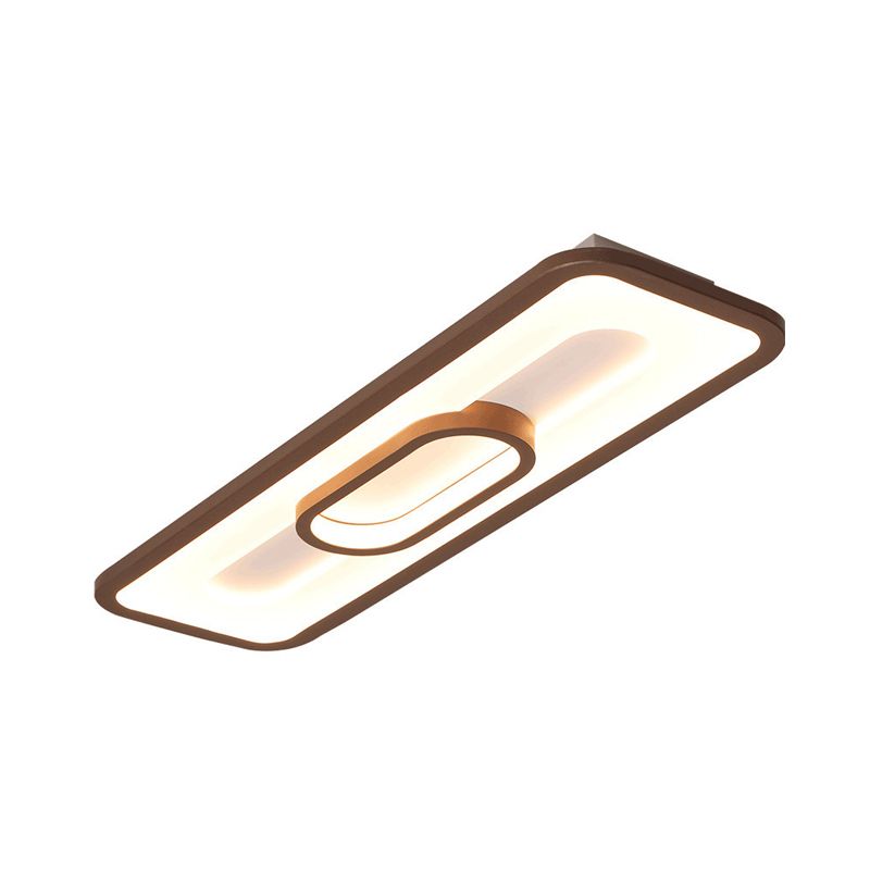 Eenvoudige Rechthoek Flush Verlichting Acryl 23.5"/31.5" Brede LEIDENE Corridor Plafond Flush Mount in Koffie, Wit/Warm Licht
