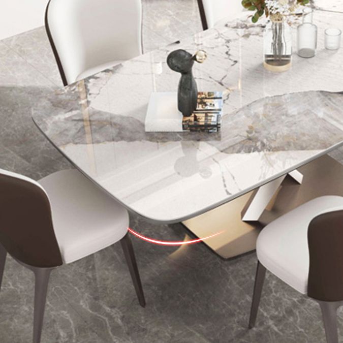 Designer Style Sintered Stone Top Dining Set 1/4/5/7 Pieces Dining Table with White Chairs