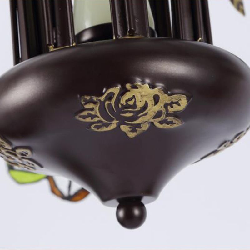 Lampadario a pendente in bronzo in vetro art colorato floreale 3/6/8 luci in stile tiffany lampada appesa per camera da letto