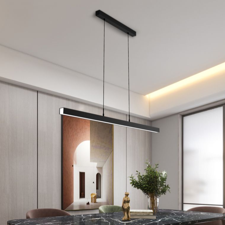 Modern Lighting Chandelier Linear Island Lighting Chandelier Lamp in Black