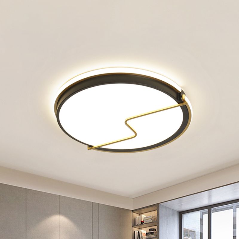 Rounded Bedroom Flush Ceiling Light Acrylic 16"/19.5" W LED Modernist Flush Mount Lamp in Black, Warm/White Light