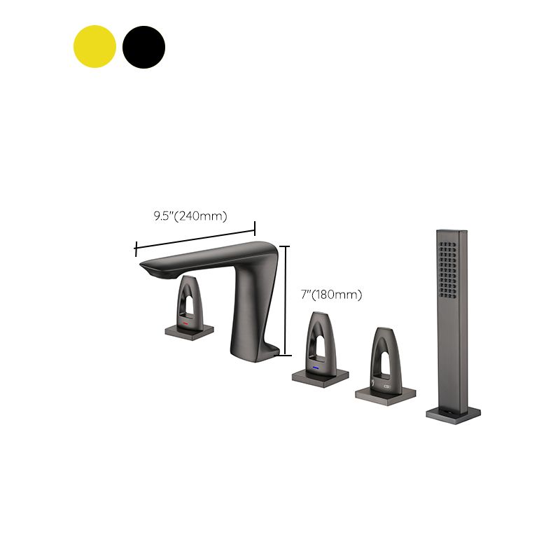 Modern Bathtub Faucet Flush Mounted Shower Head Rod Handle Faucet