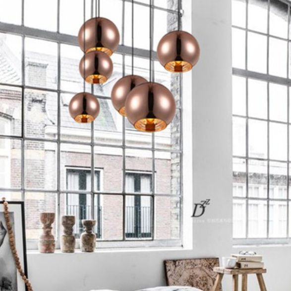 Elektroplattierte Spiegelglas Kugel Anhänger Lampe 1-Licht postmoderner Kleidungsgeschäft Dekoratives hängendes Licht