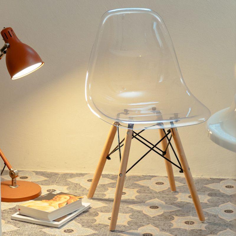 Modern Style Plastic Dining Armless Chair Solid Back Dining SIde Chairs for Home Use