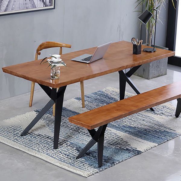 Industrial Rectangle Dining Table Wooden Table with Metal Legs for Home Use