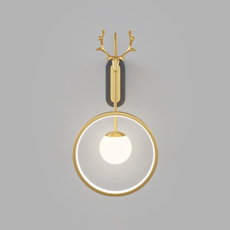 Modern Minimalist Style Circular Wall Mounted Light fixture Glass Wall Light Sconces with Antlers