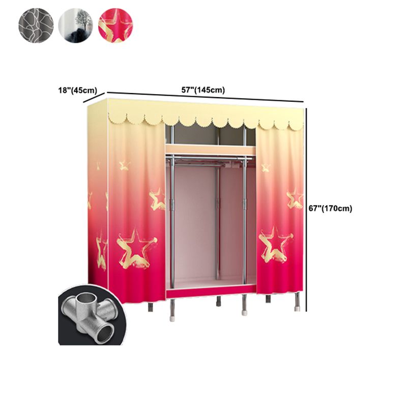 Modern Style Wardrobe Metal 2 Shelves Wardrobe Closet for Bedroom