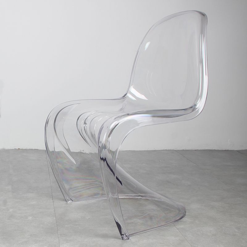 Contemporary Style Plastic Dining Armless Chair Curved Dining Solid Chair (Set of 4)
