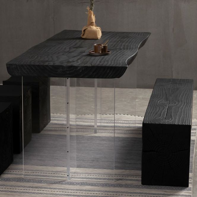 Modern Black in Solid Wood Counter Table Specialty Dining Table for Kitchen