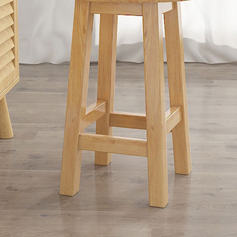 Contemporary Backless Rubberwood Stool Natural Footrest Barstool