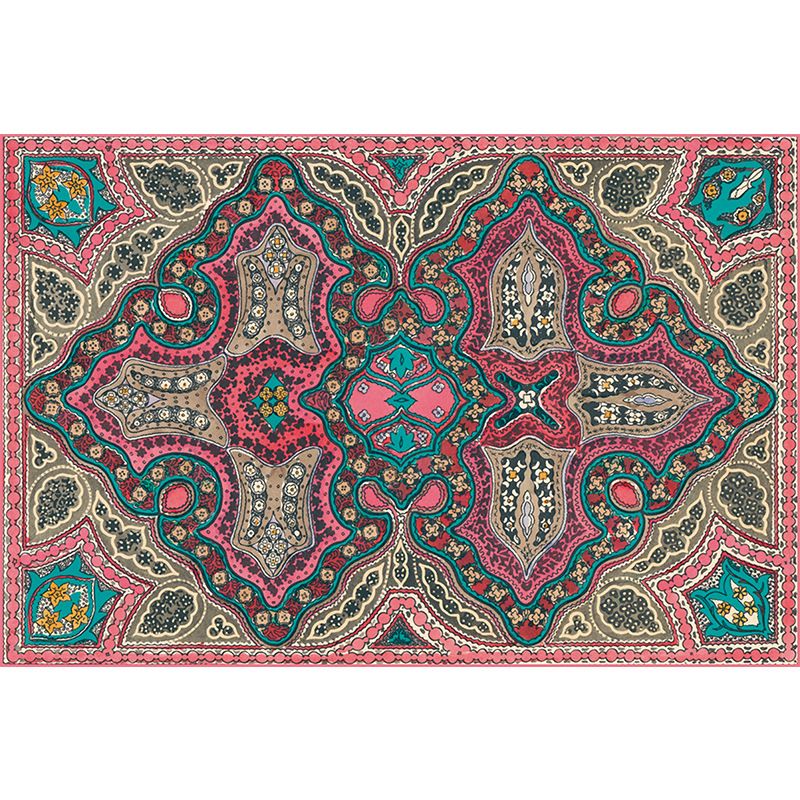 Shabby Chic Tribal Print Rug Multi-Color Bohemian Carpet Synthetics Stain Resistant Anti-Slip Backing Pet Friendly Rug for Room