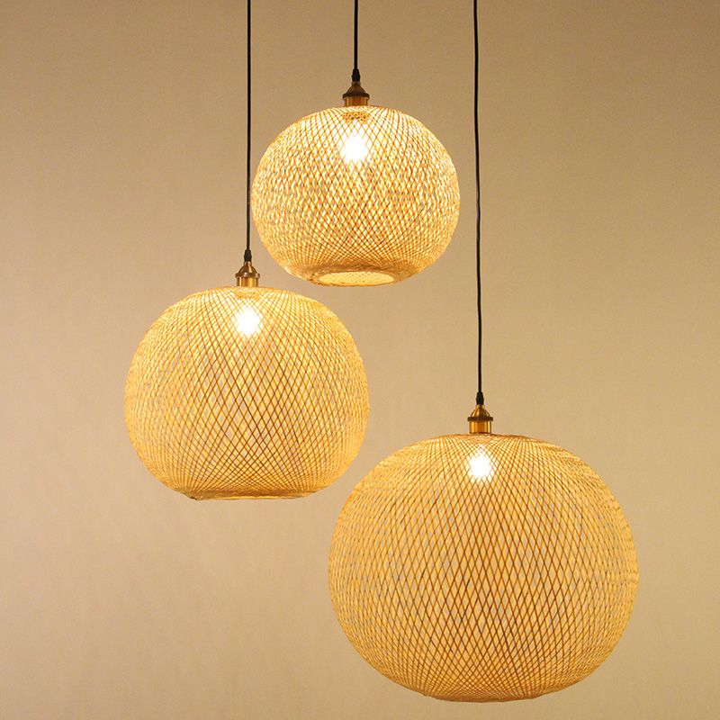 Bamboo Creative Hanging Light Modern Geométric Geometric Pendant Light for Dining Room Coffee Shop