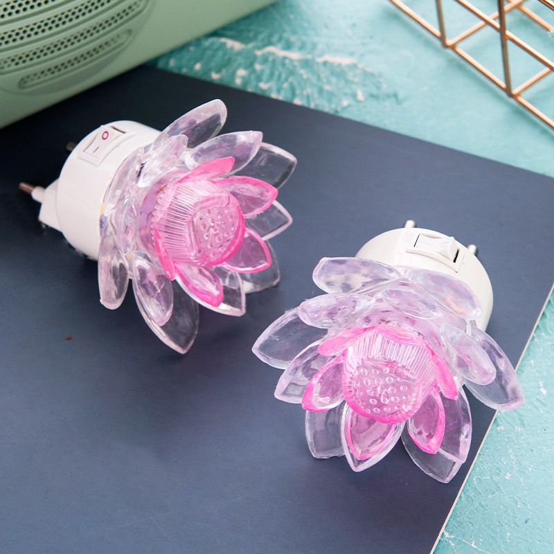 Clear Lotus Mini Plug-in Nachtlicht moderne LED-Plastikwandlampe für Mädchenzimmer