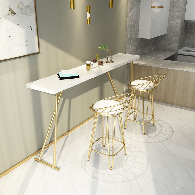 Glam Backrest Stools Metal Barstool with Gold Metal Legs for Bar