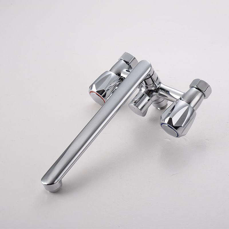 Contemporary Tub Faucet Trim Chrome Wall Mounted Swivel Spout with Handheld Shower
