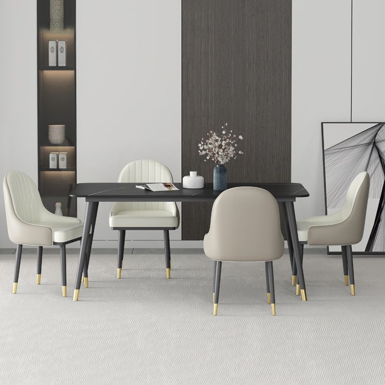 Rectangle Dining Table Set 1/5/7 Pcs Sintered Stone Dining Table with Upholstered Chairs