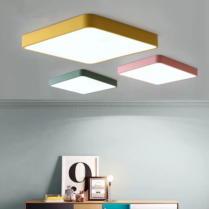 Lámpara de techo LED acrílica de estilo nórdico con luz empotrada cuadrada delgada para pasillo de oficina