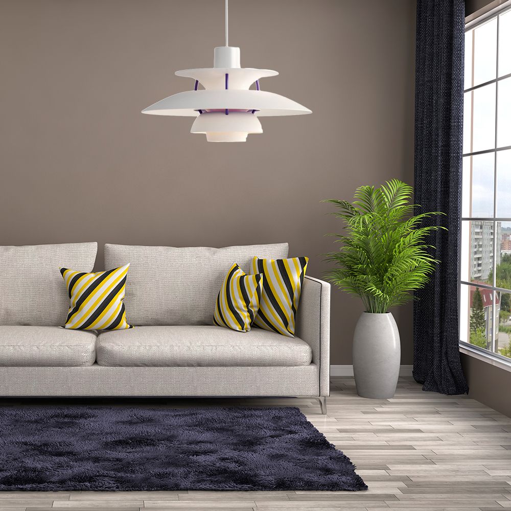 3 Layers Pendant Light with Flared Shade Macaron Style Aluminum 1 Light Black/Gray Hanging Lamp, 12"/16" Wide