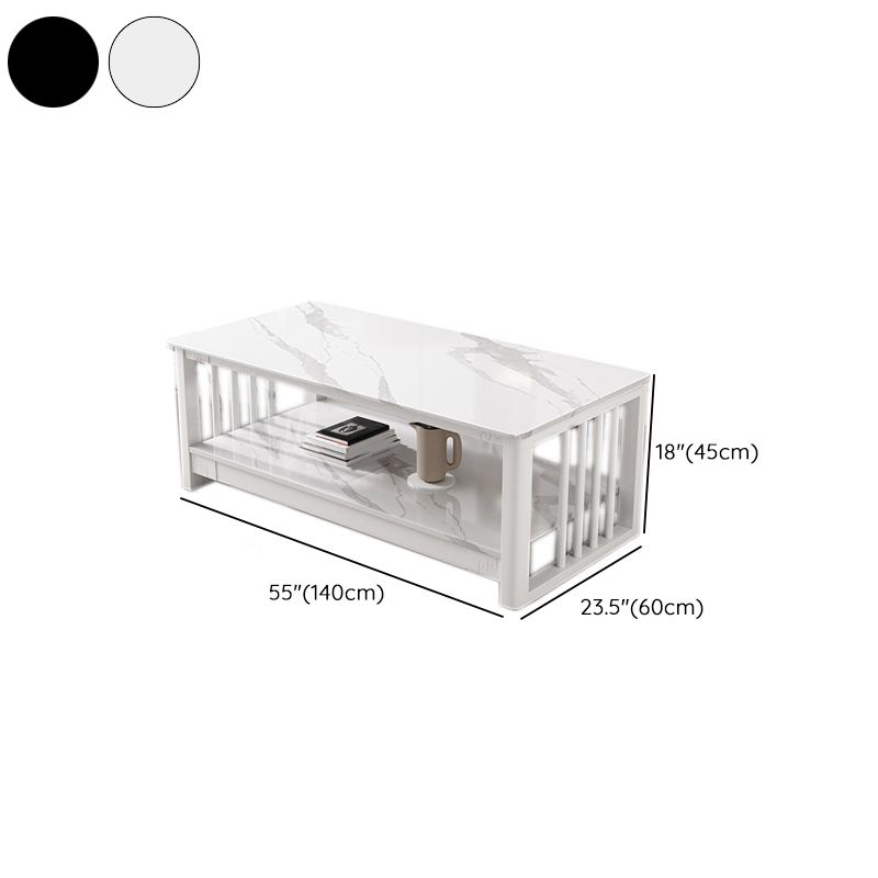 Slate 4 Legs Coffee Table Rectangle Single Coffee Table with Shelf