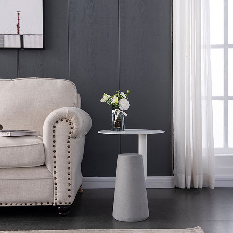 Round Iron Top End Table Concrete Pedestal Sofa Side Accent Table