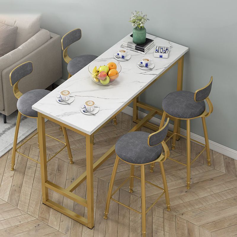 Wooden Top Bistro Bar Table Rectangle Gold Base Bar Table for Home