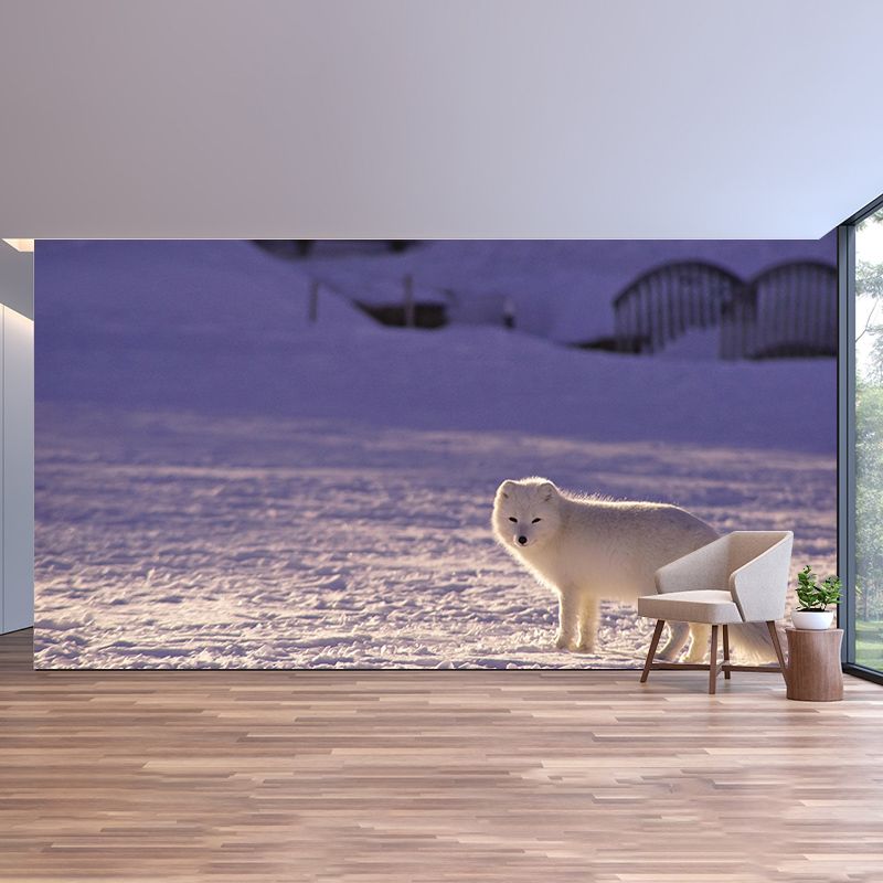 Contemporary Fox Mural Soft Color Stain Resistant Wall Art for Living Room