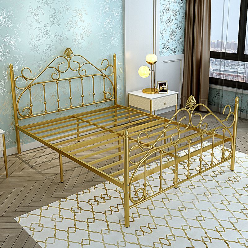 Industrial Metal Standard Bed, Open-Frame Arched Headboard Bed