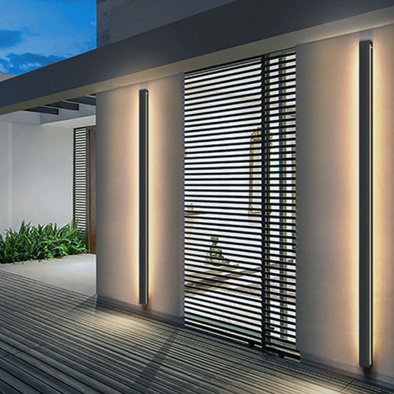 Modern Aluminum Wall Light Black Straight Shape LED Wall Sconce for Outdoors